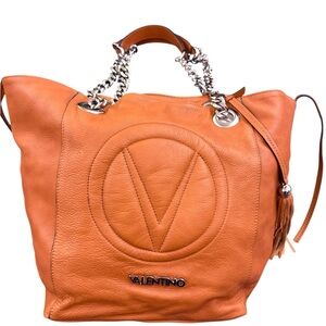 Valentino Orange Leather Tote Bag